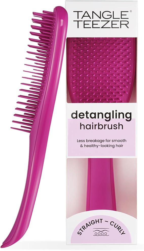 Tangle Teezer Ultimate Detangler Hairbrush - For Wet & Dry Hair - Detangling Brush for All Hair Types - Two-Tiered Teeth Reduce Breakage & Eliminate Knots - Electric Raspberry Pink