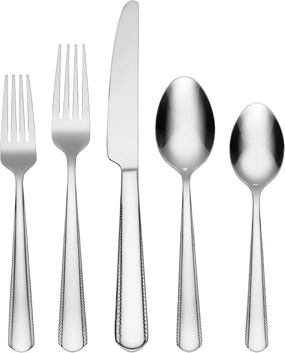 Oneida Gable 42 Piece Everyday Flatware Set, Service for 8, 18/0 Stainless Steel