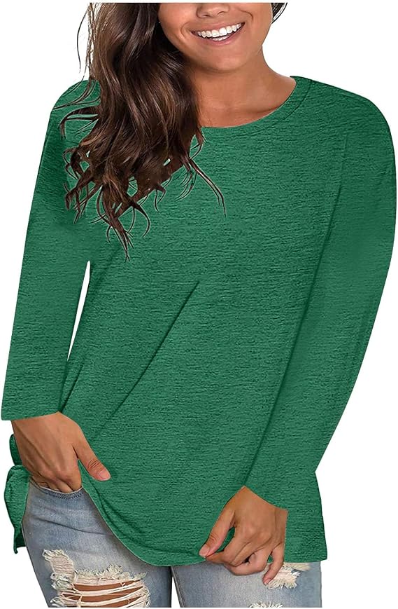 Long Sleeve Shirts for Women 2025 Fall Fashion Crewneck Plus Size Tops Winter Casual Comfy Clothing