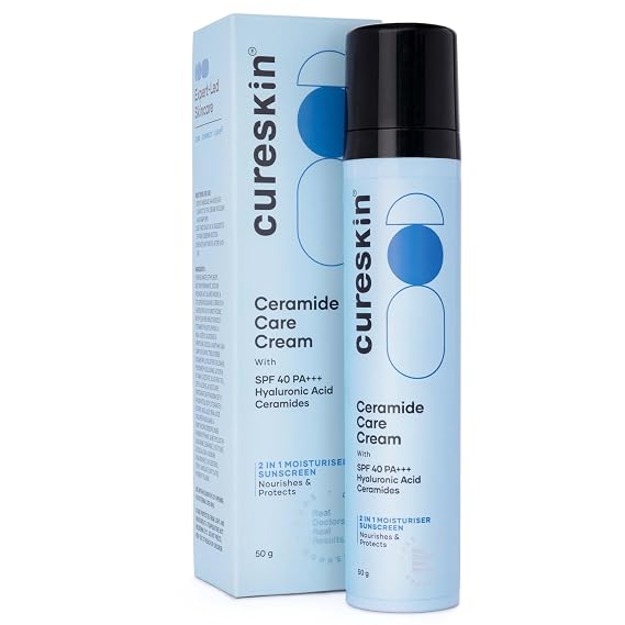 Cureskin Ceramide Moisturizer SPF 40 PA+++ Skin Barrier Repair Face Moisturizer for Men and Women | Hyaluronic Acid Moisturizer for Face | Anti Aging Cream for Women and Men, 1.76 Ounce (Pack of 1)