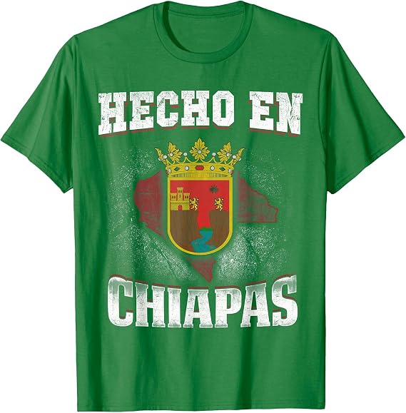 Hecho En Chiapas Mexican Flag t-Shirt tee Coat of arm Clothe T-Shirt