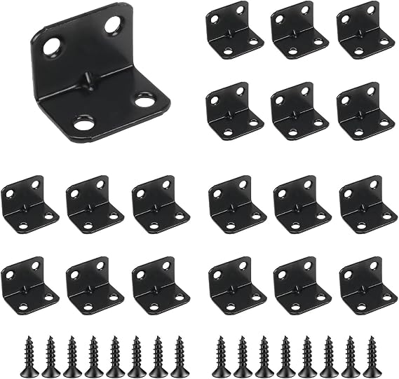 24Pcs Black Angle Brackets 30*23*23mm Metal Corner Brackets for Wood