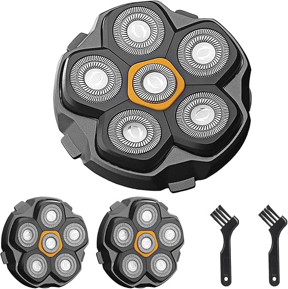 6D Magnetic Replacement Shaving Heads 2PCS Washable for Bald Men's Electric Razors