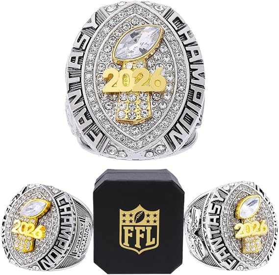 2026 Fantasy Football Championship Ring Heavy FFL Champion Trophy Ring Award Trophy for Fantasy Football League Winner