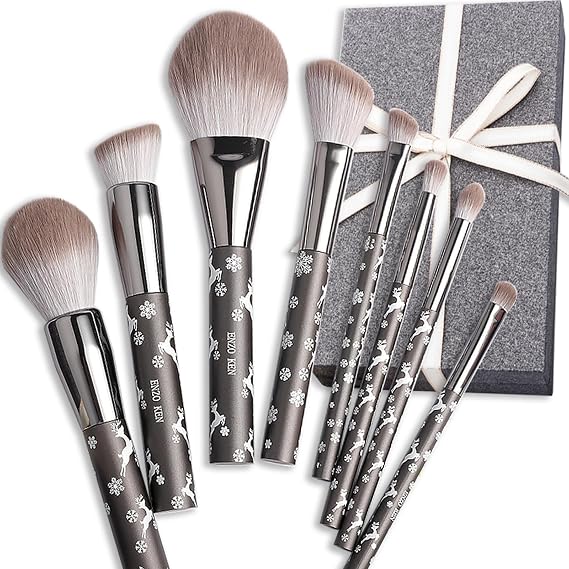 ENZO KEN Natural Goat Hair Makeup Brush Set Professional, Snowflake Cosmetic Brushes Makeup Set, Natural Makeup Brushes, Natural Bristle Makeup Brushes, Natural Hair Makeup Brushes Set Professional.