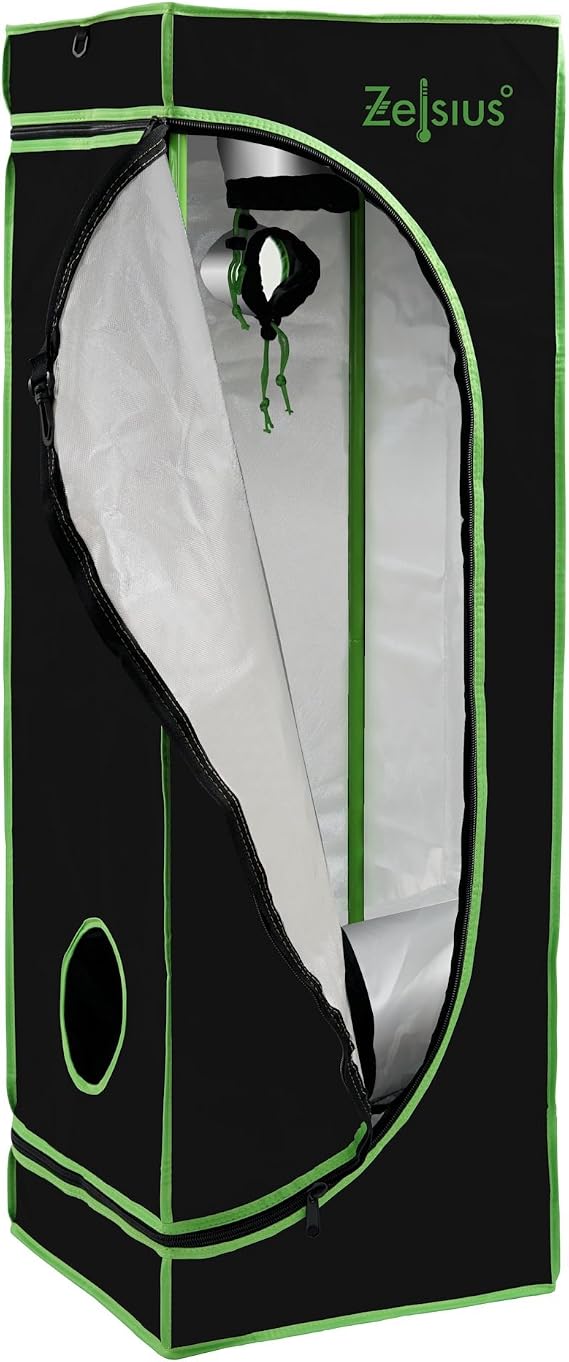 Zelsius Growzelt MyHomeGrow Grow Tent Indoor Growroom schwarz grün Growschrank Darkroom Pflanzenzelt Gewächshaus Zuchtzelt (40 x 40 x 160 cm)