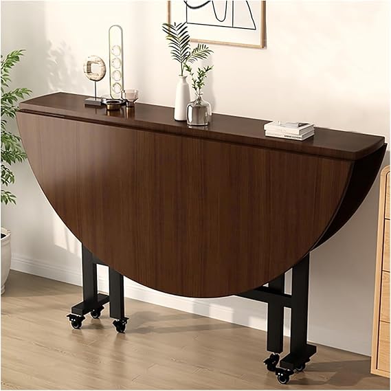 Drop Leaf Kitchen Dining Table with Wheels - Wood Butterfly Table for Space Saving, Collapsible Extension Desk, Versatile Office Dining Furniture