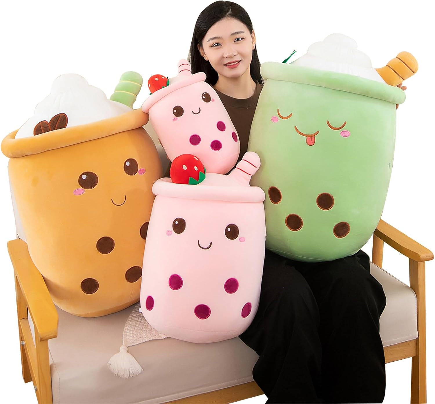 Bubble Tea Plush Pillows, Cute Boba Plushies Soft Toys Giant Boba Stuffed Animal pillow for Boba Lovers Brown,24cm