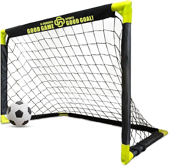 Mini Folding Soccer Goal Set for Kids,Indoor Outdoor Portable Training Goal with Ball & Pump,3x2x2ft (Black/Green)