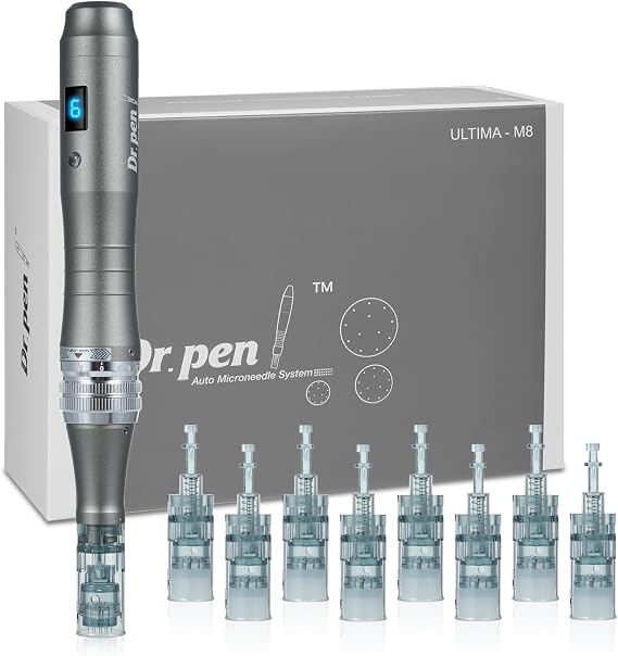 Dr.pen Ultima M8 Microneedling Pen, Wireless Microneedling with 8Pcs Microneedling Cartridges, 6 Speeds, 0-2.5 mm Adjustable Depth, Dr.pen Microneedling for Skin Care Hair Growth, Gifts for Women