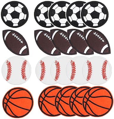 20Pcs Sport Iron on Patches for Hat Clothes Jeans Backpacks, Sew on Embroidery DIY Applique Patches Sports