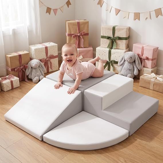 little dove PU Leather 4-Piece Foam Climbing Blocks for Toddlers 1-3