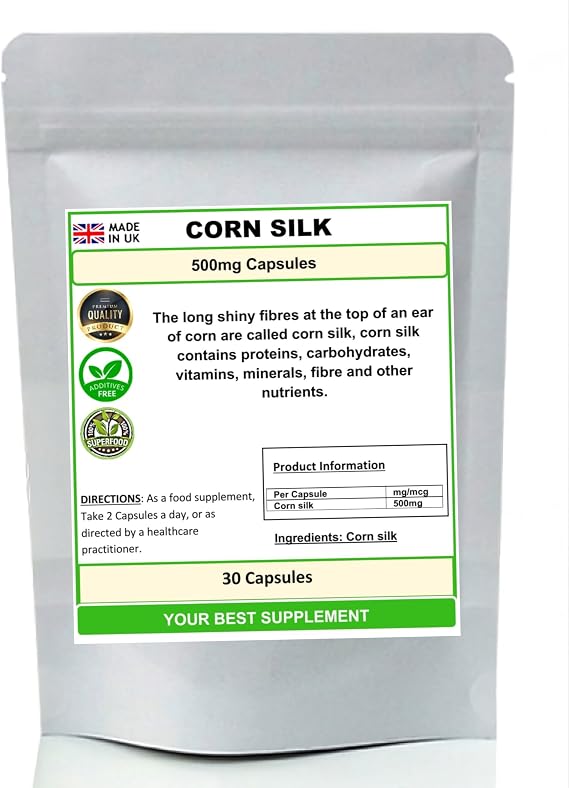 Corn Silk Capsules 500mg- Pure (no additive) High Strength (30)