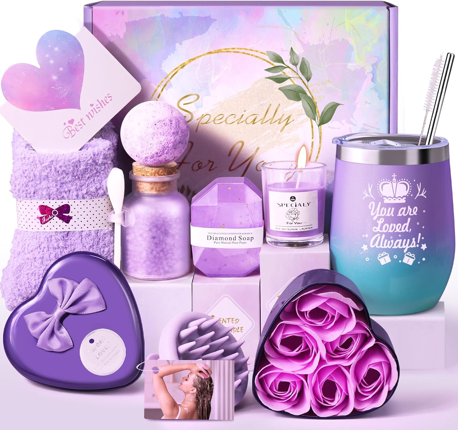 Birthday Gifts for Her, Birthday Presents for Women, Unusual Birthday Hampers Pamper Self Care Gifts Relaxation Bath Sets for Friends, Mum, Wife, Girls, Sister