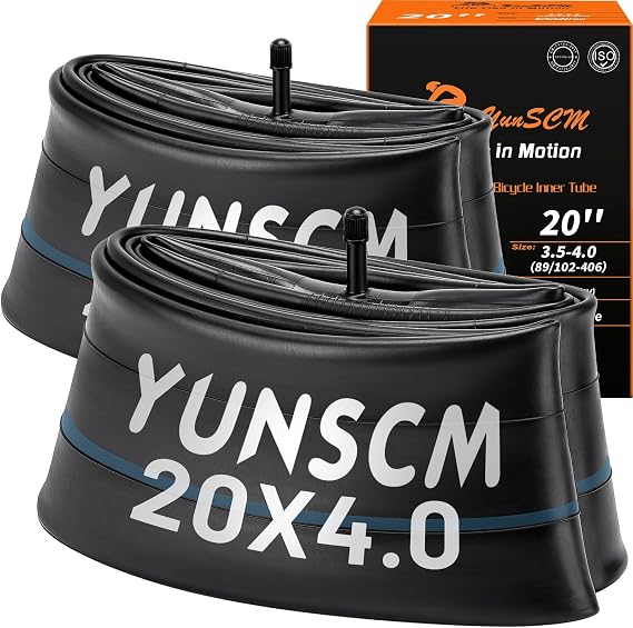 Heavy Duty 20x4 E-Bike Tubes 20 x 4.0 Bike Inner Tubes Compatible with 20x3.5/4.0 Ebikes & Electric Bicycle & Mountain Bikes & Street Bicycle Fat Tire Tubes Schrader Valve 2-PCS