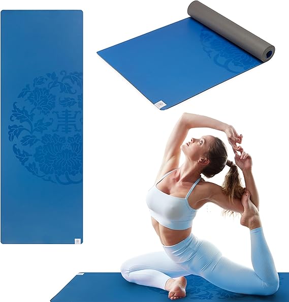 Gaiam Dry-Grip Yoga Mat - 5mm Thick Non-Slip Exercise & Fitness Mat for Standard or Hot Yoga, Pilates and Floor Workouts - Cushioned Support, Non-Slip Coat - 68 x 24 Inches