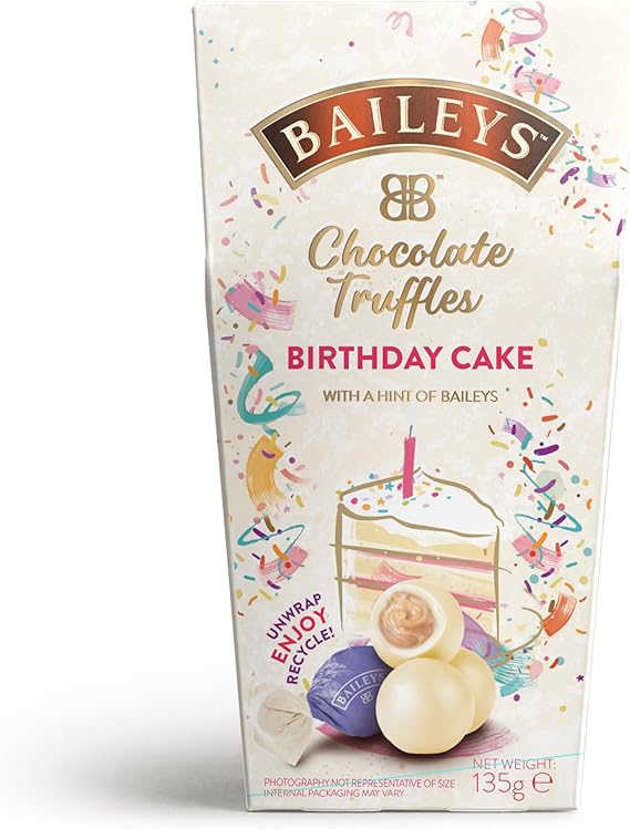 Baileys Birthday Cake Truffles 135g | Original Irish Cream White Chocolate Truffles with Vanilla Truffle Filling| Premium Chocolate Truffles | Perfect Birthday Sweets