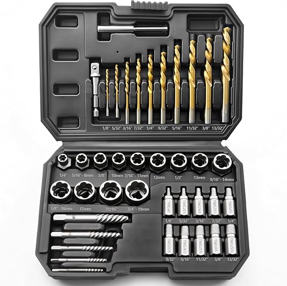 Greywolf 40 pcs Screw Extractor and Bolt Extractor Set，Left-Handed Drill and Easy Extractor，2-in-1 Nut Extractor ，Bolt nut Remover，for Stripped, Rusted, Broken Screws, Nuts