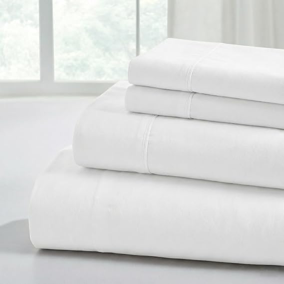 Modern Threads Soft Microfiber Solid Sheets - Luxurious Microfiber Bed Sheets - Includes Flat Sheet, Fitted Sheet with Deep Pockets, Pillowcases White Twin