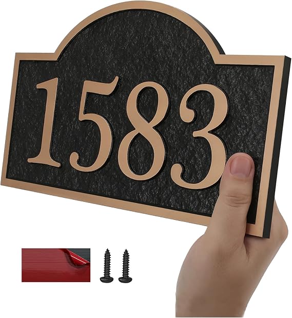Custom Address Plaque Large - Ultra Clear Address Sign,House Number Sign Plaque,House Numbers for Outside,Metal & Acrylic 911 Visibility Signage 10 x 5.7 inch (Style 4)