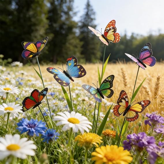 24Pcs Butterflies Garden Ornaments Outdoor,Fairy Garden Accessories