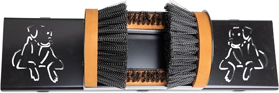 Scrusher - Original Boot Cleaner Brush with Decorative Steel Base - Portable, Weather Resistant Outdoor Boot Brush Scraper, Made in the USA (Black Lab Design)