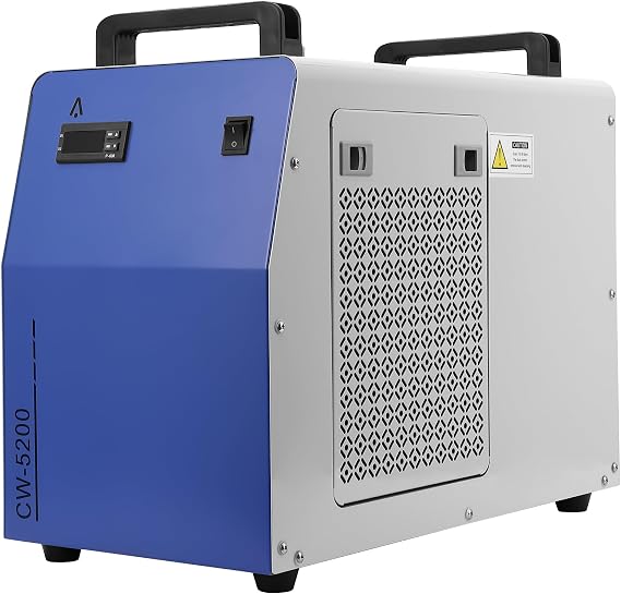 6L Industrial Water Chiller CW-5200, 0.9HP 2.6gpm Water Cooling System for 50W-150W, CO2 Laser Engraving & Cutting Machines, Cools 5200 BTU/Hour