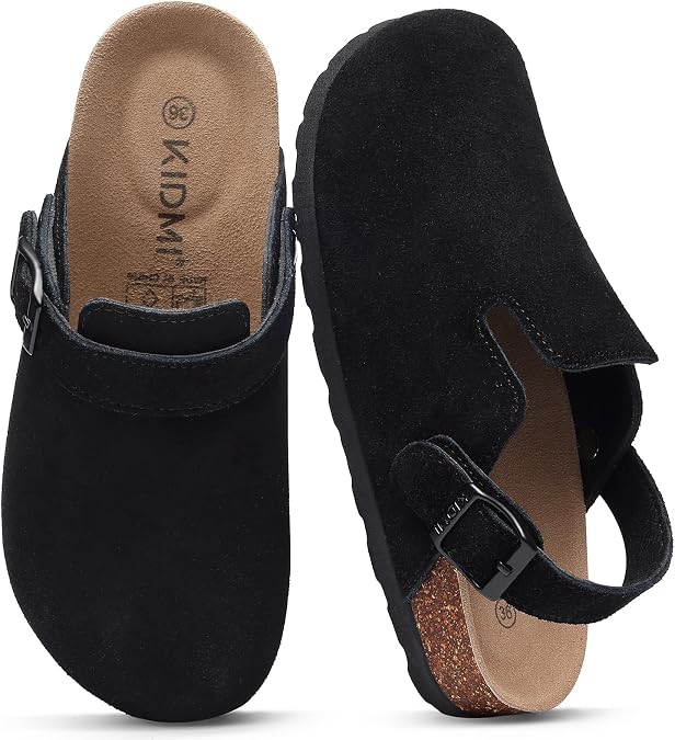 KIDMI Unisex Genuine Suede Clogs with Back Strap Slip On Design