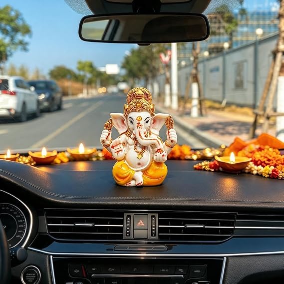 BangBangDa Ganesha for Car Dashboard Decor Idol, 3.5" H | Include 1pc Removable Tape
