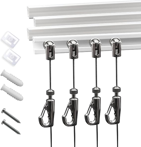 NACETURE Picture Hanging System with Wall Rails, 4 x 24 Inch Art Kit
