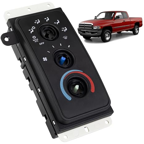5015734AA A/C Heater Climate Control Module Panel Compatible with 1999-2001 Dodge Ram 1500 For 1999 2000 2001 2002 Ram 2500/3500 Air Conditioning Heater Control Panel 7+3Pins HS364 68171480AA W/O Knob