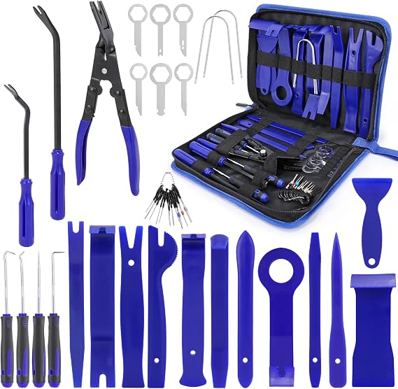 DUBULL 38Pcs Car Trim Removal Tool Kit, Automotive Plastic Panel Pry Set | Auto Interior Dash Dashboard Bumper Removing Tools Body Door Clip Pliers, Car Repair Prying Tool, Stereo Radio Removal Keys