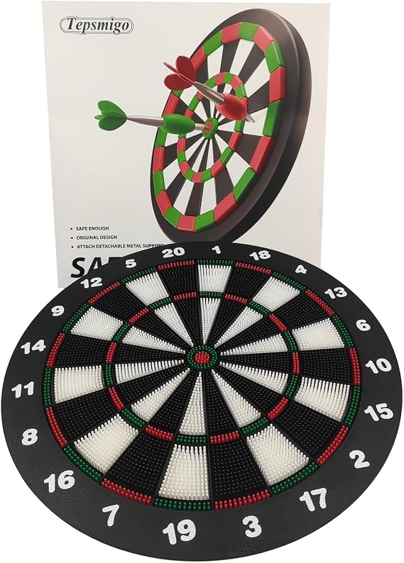 TEPSMIGO Safety Dart Boards, Rubber Dartboard Game for Kids, Adults, Party, Office, Family Leisure Sport