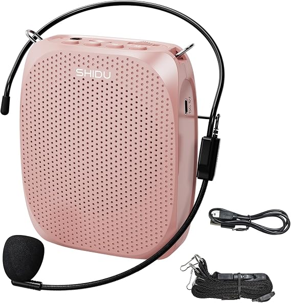SHIDU Voice Amplifier for Teachers Portable Microphone and Speaker | Personal Wired Microphone Headset and Speaker, Mini Pa System for Tour Guides Coaches Classroom Yoga Fitness Instructors
