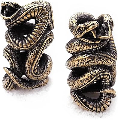 CooB EDC Paracord Bead, Pendant, Charm, Knife Lanyard Bead Python Snake. Metal Hand-Casted Paracord Beads Pendants for Knives Lanyards 1pcsLot