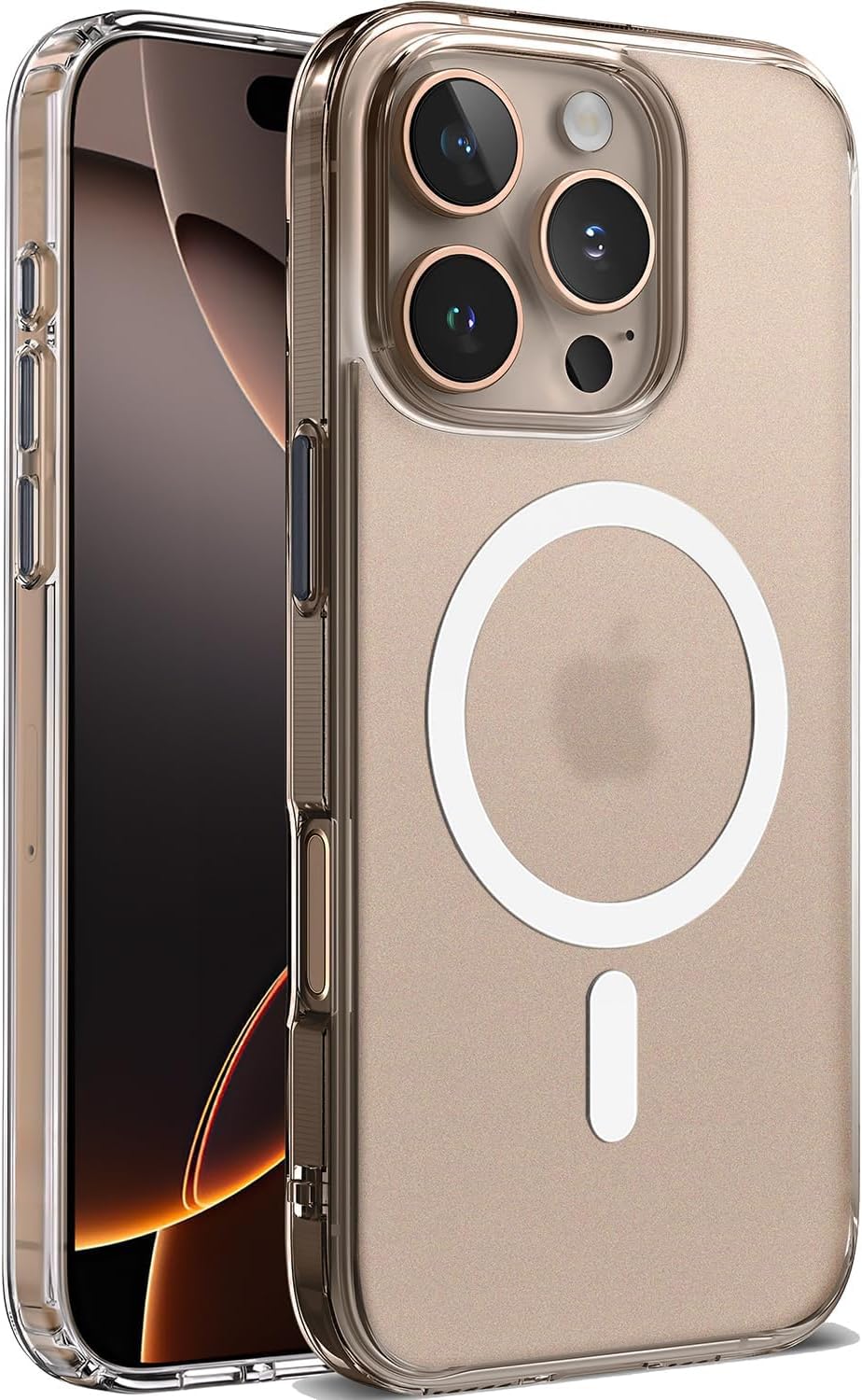 Minesk iPhone 16 Pro Max için Mat Şeffaf MagSafe ile Uyumlu Kılıf Parmak izi Bırakmayan Mat Arka Kısım ve Ultra Şeffaf Kenarlar Silikon Kılıf Kapak Manyetik, 16 Pro Max