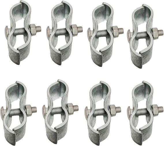 Saddle Clamps (8 Set) - Chain Link Fence Panel Clamps for 1-5/8" Pipe Panel Frames. Ideal for Dog Kennels/Dog Runs or Temporary Fencing