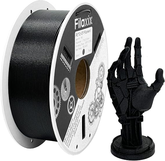 Carbon Fiber PETG Filament 1.75 mm, PETG CF 3D Printer Filament, Compatible with Creality K1C,Bambu LAB,QIDI MAX3, Prusa MK4,FLASHFORGE Adventurer 5M FDM 3D Printer, 1 KG 1 Spool/Black