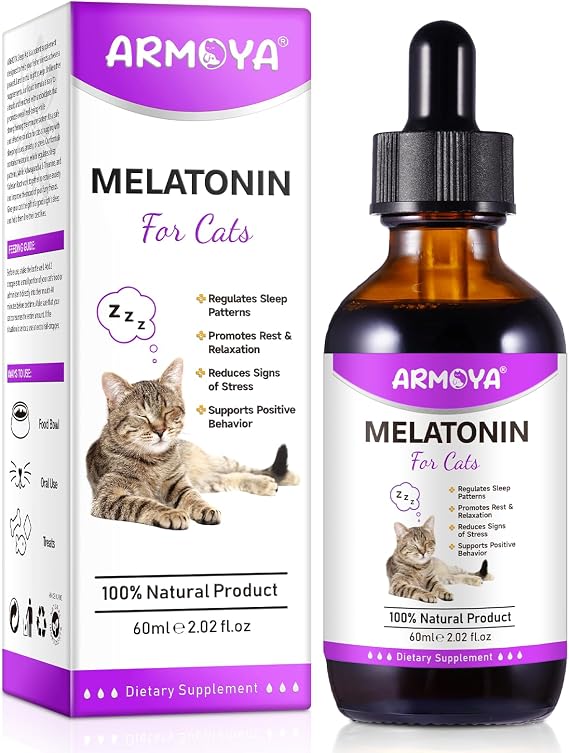 ARMOYA Cat Melatonin - Melatonin for Cats - Cat Calming Treats- Cat Sedative for Grooming - Helps to Support Restful Sleep for Your Cat - Cat Sleep Aid - Anxiety Relief for Cats
