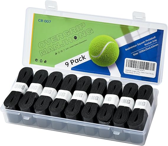 007 Padel Overgrip Grip Tape for Tennis Badminton Squash Racquet | New Model, Extra Tacky Feel, Protective Film on Both Sides, Soft Surface, Great Sweat Absorption