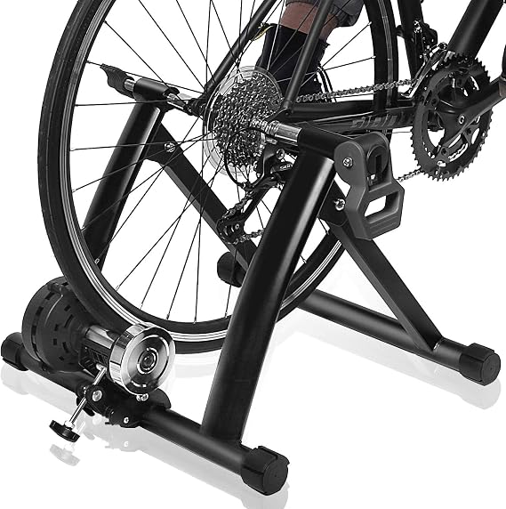 Bike Trainer Stand Portable Stainless Steel Indoor Exercise Bicycle Trainer Magnetic Flywheel, Stationary Bike Resistance Trainers for Road & Mountain Bikes