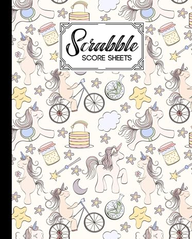 Scrabble Score Sheet: Unicorn Scrabble Score Sheet, Scrabble Game Record book For up to 4 Players, Scrabble Game Sheets For Board Game Words Building, 121 Pages, Size 8" x 10"