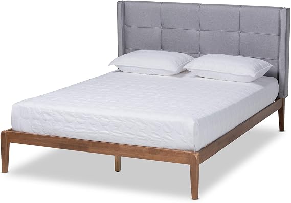 Baxton Studio Beds (Platform), Full, Grey/Ash walnut