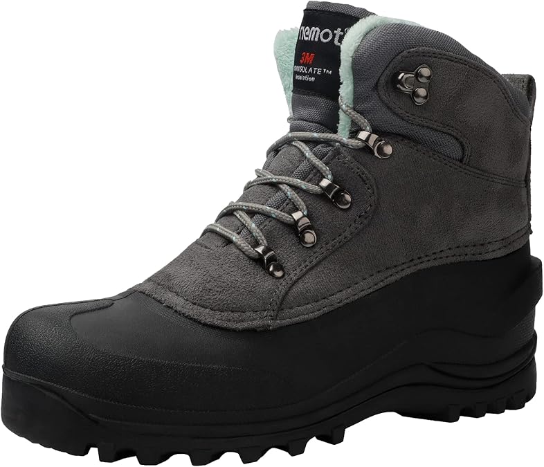 riemot Women's Winter Boots Waterproof Insulated Snow Shoes for Outdoor Hiking Skiing Warm Lightweight Anti-Slip Ankle Boots Grey EU 37