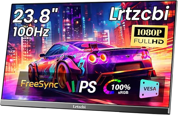 24" 100Hz Large Portable Monitor FHD 1080P IPS External Gaming Display 100% SRGB Laptop Screen Extender with USB C HDMI Adjustable Stand for Laptop PC Computer Mac Phone Windows