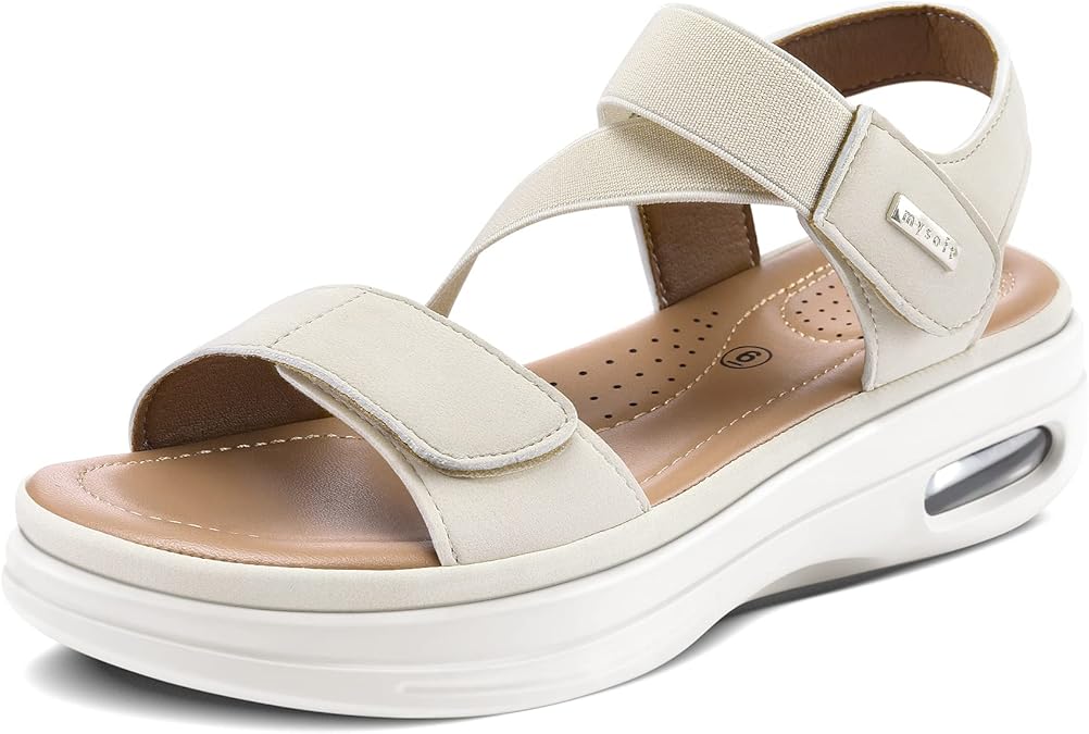 mysoft Women's Comfortable Walking Sandals Platform Wedge Ankle Strap