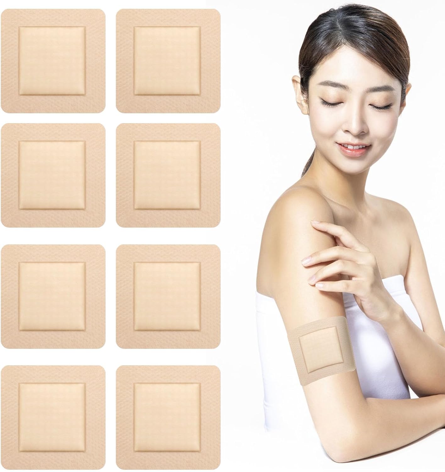 Solivive 8 PCS Silicone Foam Dressing 7.5cm x 7.5cm Foams Dressing for Wounds with Border Adhesive Waterproof Central Ultra Absorbent-Foam, Silicone Wound Dressing Silicones Wound Bandage