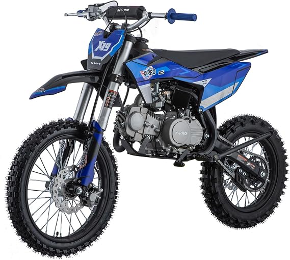 X-PRO X19 125cc Dirt Bike Zongshen Brand Engine with 4-Speed Semi-Automatic Transmission, Kick Start,Big 17"/14" Tires!(Blue)
