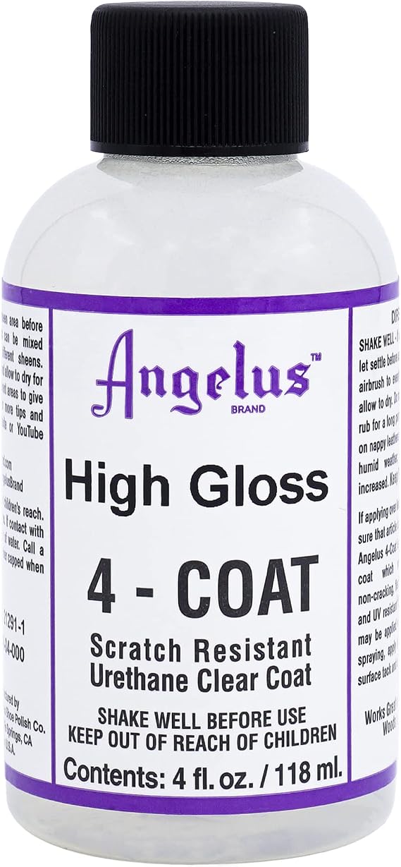 Angelus High Gloss 4-Coat Scratch-Resistant Leather Sealer Durable, Flexible, Clear Coat Protection for Leather Shoes, Bags, Jackets & More - High Gloss Finish - 4 Fl Oz
