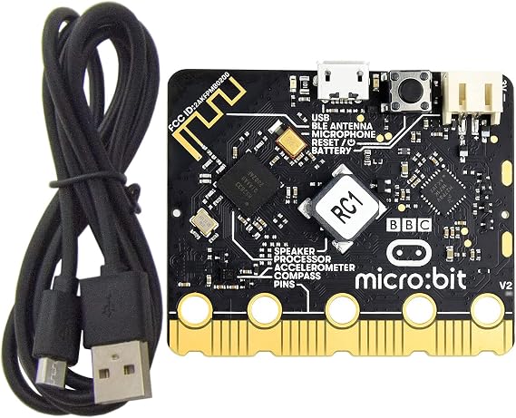 EX ELECTRONIX EXPRESS BBC Micro:bit V2 Board with MicroUSB Cable - Programmable SBC Computer for Coding and Programming